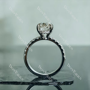 Doveggs Oval Pave Lab Grown Diamond Engagement Ring