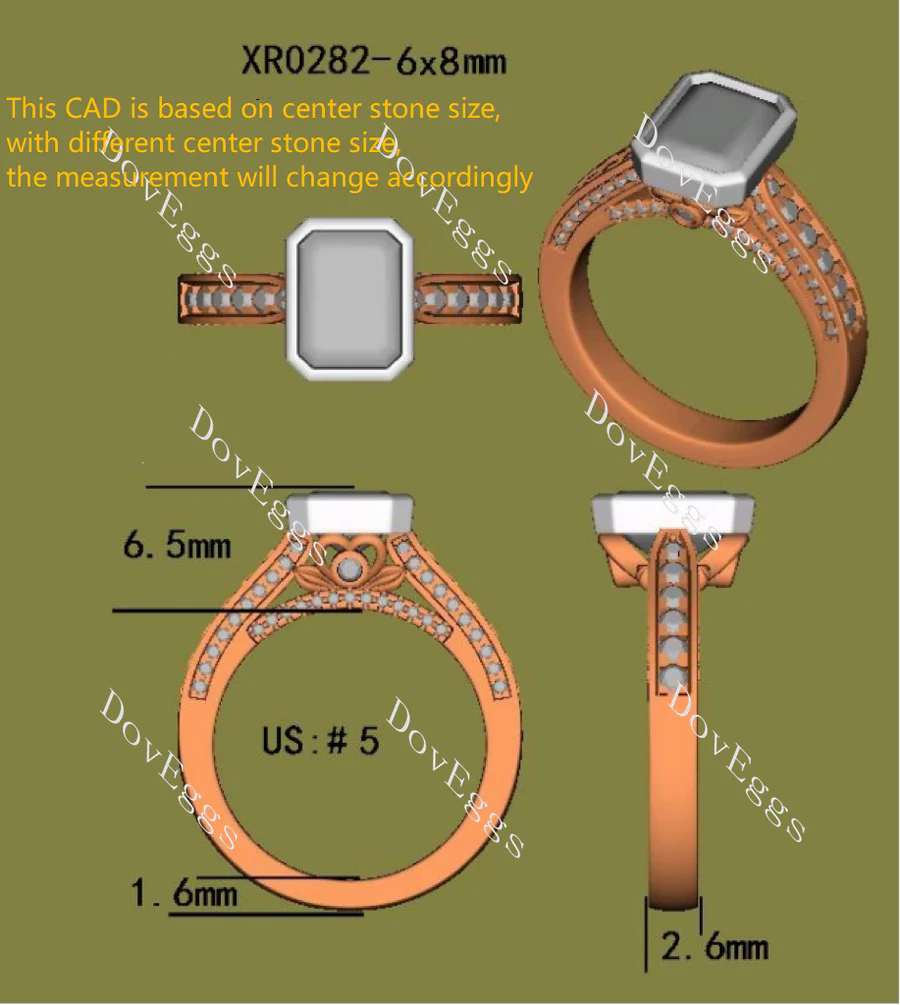 Doveggs bezel pave engagement ring semi-mount only(Exclusively to DovEggs Stones)