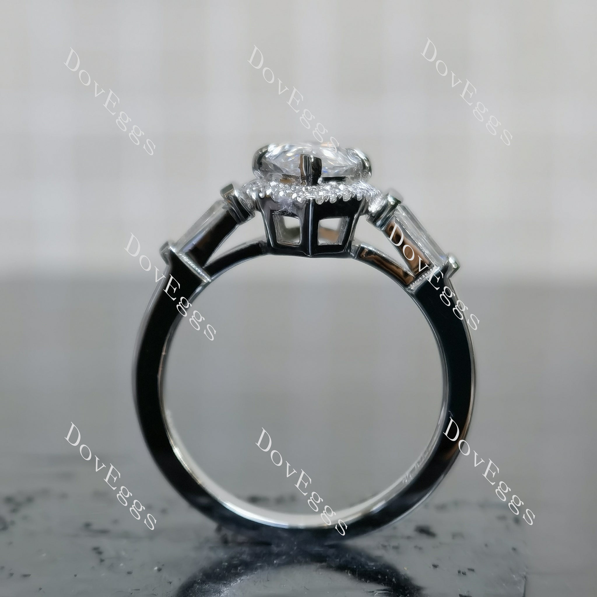 Doveggs Marquise Modified H&A cut halo moissanite engagement ring