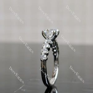 Doveggs Round Pave Side Stone Lab Grown Diamond Engagement Ring