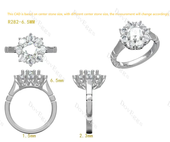 Doveggs halo engagement ring semi-mount only(Exclusively to DovEggs Stones)