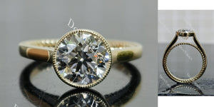 round bezel solitaire moissanite engagement ring