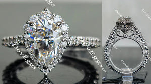 DovEggs flower shape halo engagement ring semi-mount only(Exclusively to DovEggs Stones)