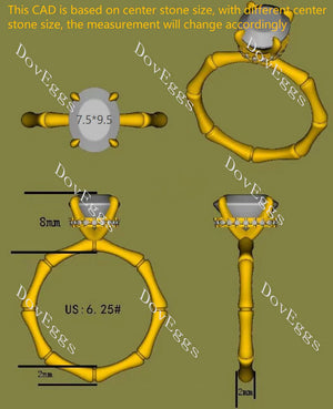 DovEggs bamboo art deco engagement ring only semi-mount only(Exclusively to DovEggs Stones)