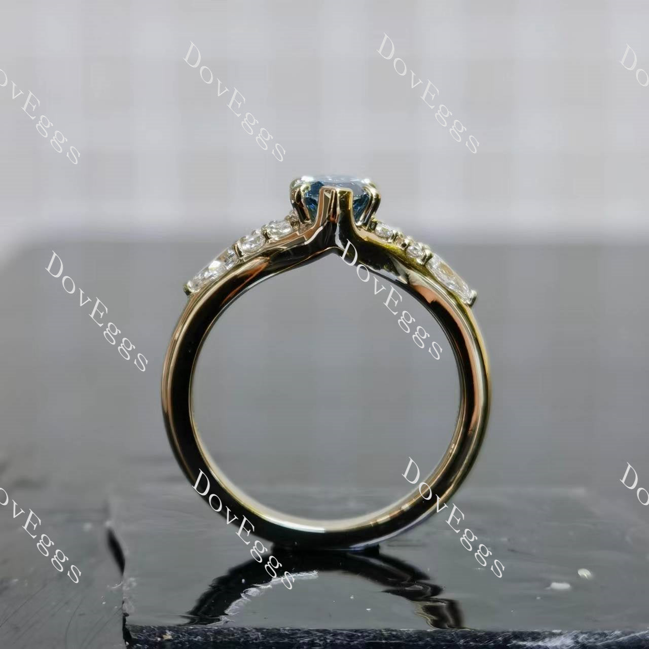 Harley side stones vintage engagement ring only semi-mount only(Exclusively to DovEggs Stones)