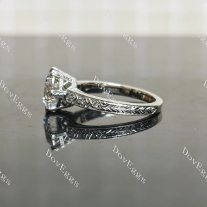 Doveggs Round Vintage Carved Lab Grown Diamond Engagement Ring