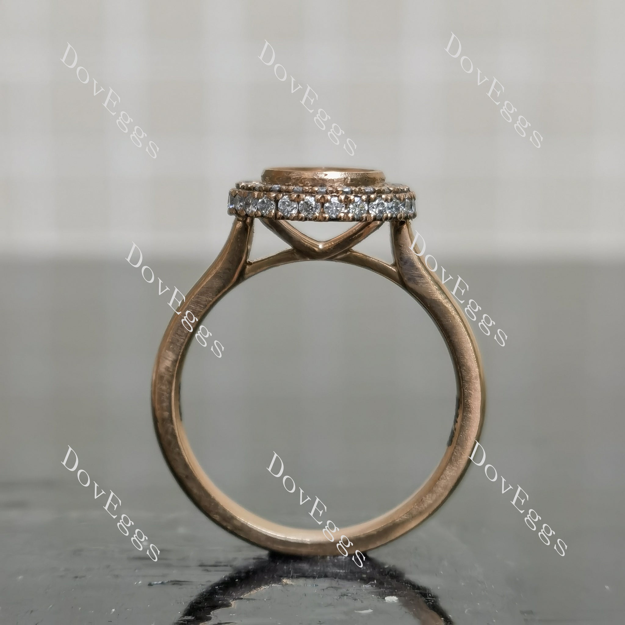 DovEggs pave halo engagement ring semi-mount only(Exclusively to DovEggs Stones)