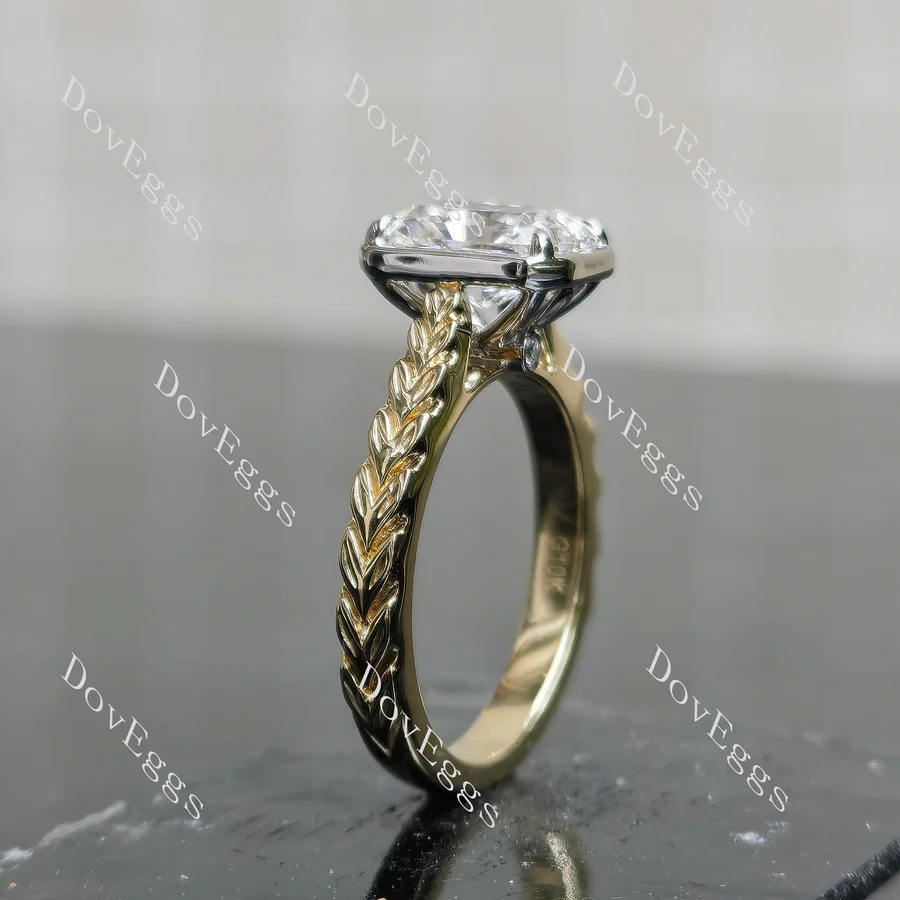 Doveggs bezel carved engagement ring semi-mount only(Exclusively to DovEggs Stones)