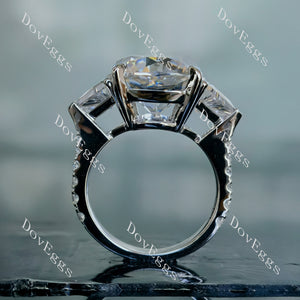 Doveggs cushion three stones pave moissanite engagement ring