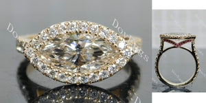 marquise halo vintage moissanite engagement ring