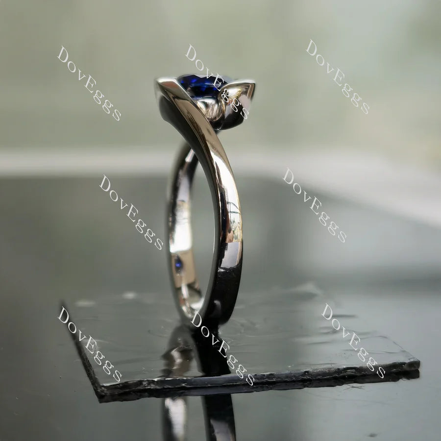 Ocean Wave round solitaire engagement ring only semi-mount only(Exclusively to DovEggs Stones)