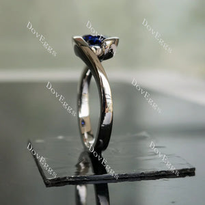 Ocean Wave round solitaire engagement ring only semi-mount only(Exclusively to DovEggs Stones)