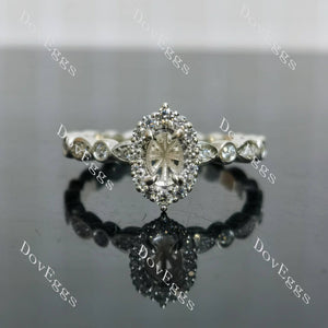 The Cristina oval art deco halo engagement ring only semi-mount only(Exclusively to DovEggs Stones)