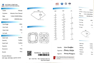 Doveggs 1.590ct cushion D color VVS2 Clarity Excellent cut lab diamond stone(certified)