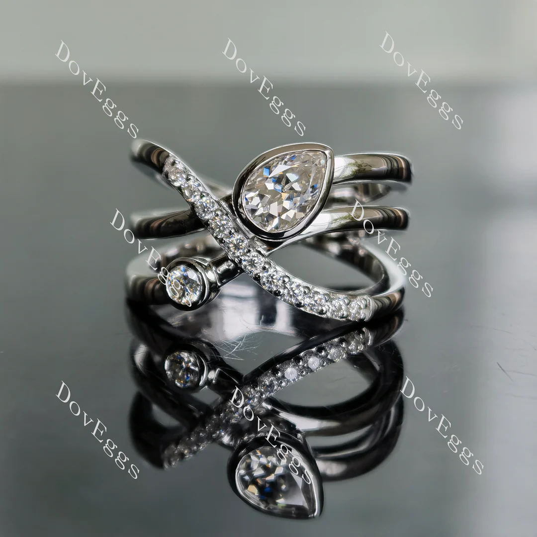 Doveggs split shank bezel engagement ring semi-mount only(Exclusively to DovEggs stones)