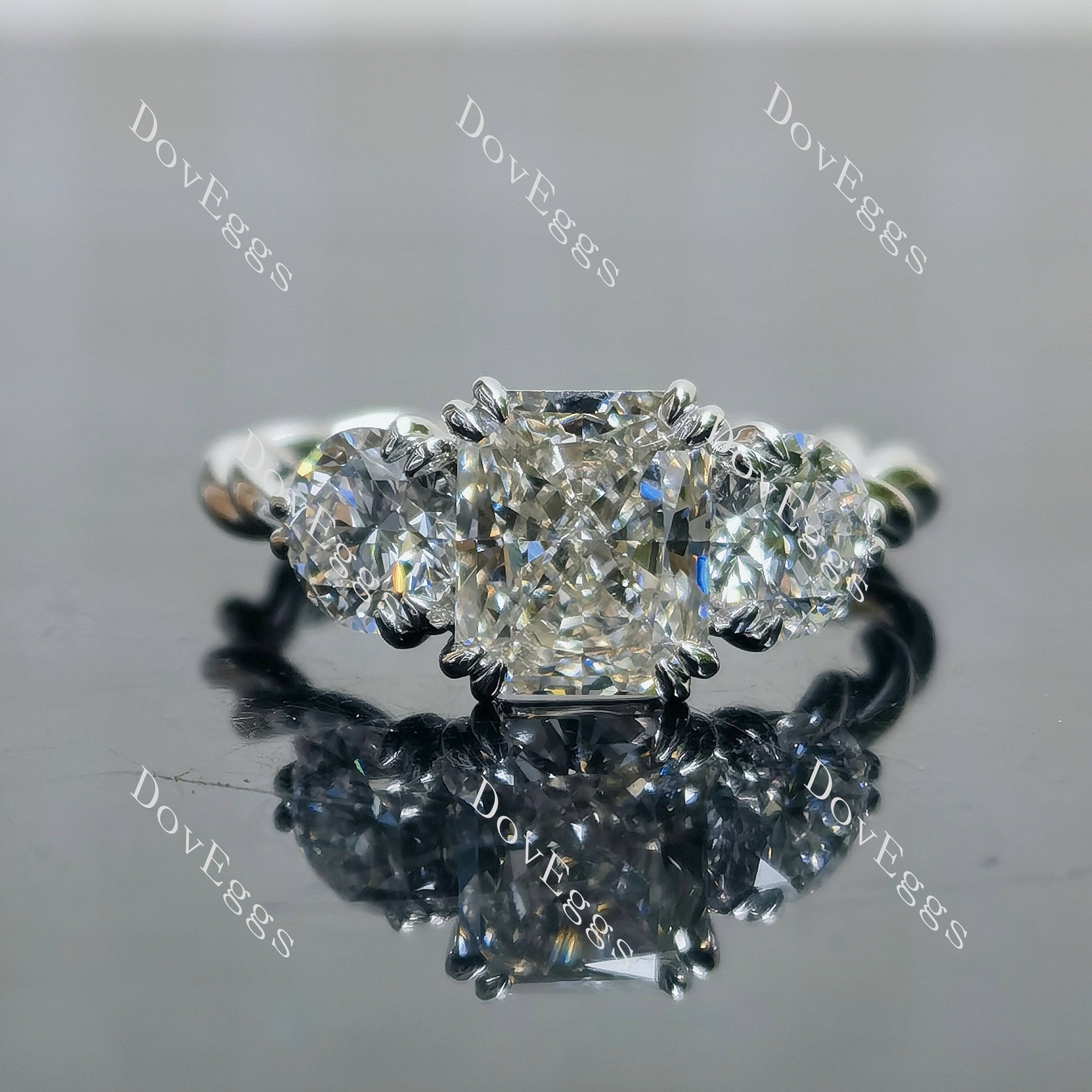 Doveggs Radiant three-stone Lab Grown Diamond Engagement Ring