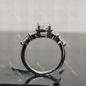 Doveggs cushion side stones moissanite engagement ring