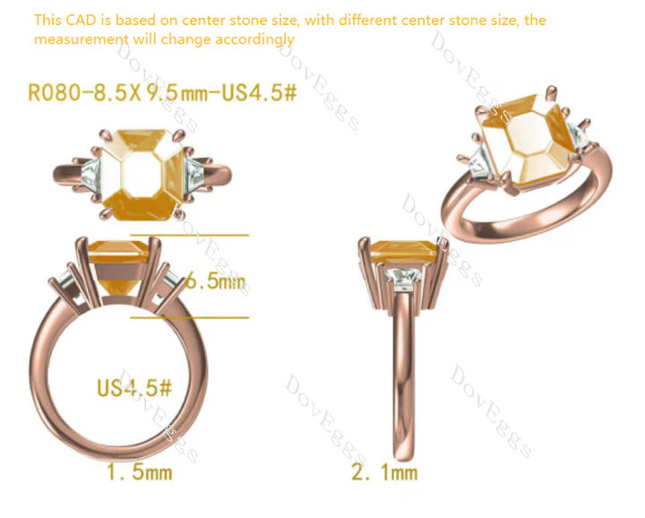 DovEggs three-stone engagement ring semi-mount only(Exclusively to DovEggs Stones)