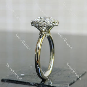 Doveggs halo pave art deco engagement ring only semi-mount only(Exclusively to DovEggs Stones)