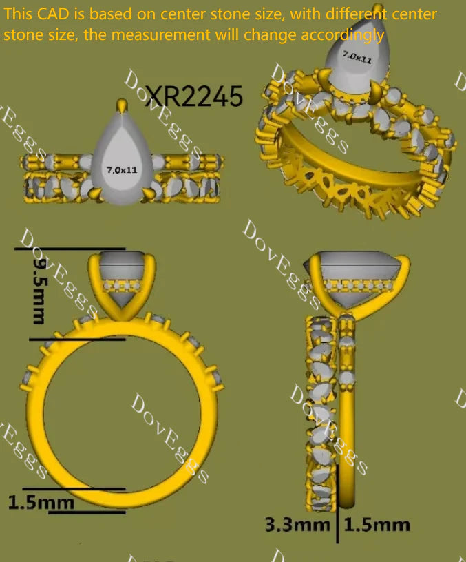 Doveggs side stones engagement ring semi-mount only(Exclusively to DovEggs Stones)