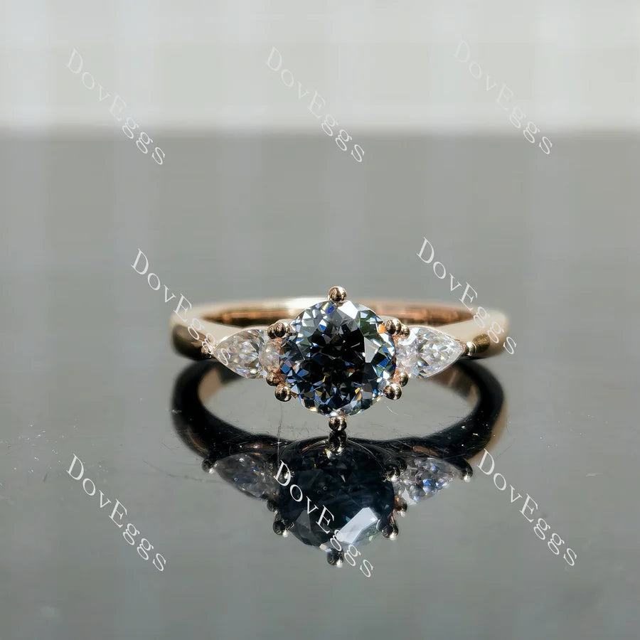 Doveggs three-stone  engagement ring semi-mount only(Exclusively to DovEggs Stones)