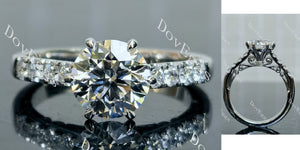 Doveggs Round Pave Half Eternity Lab Grown Diamond Engagement Ring