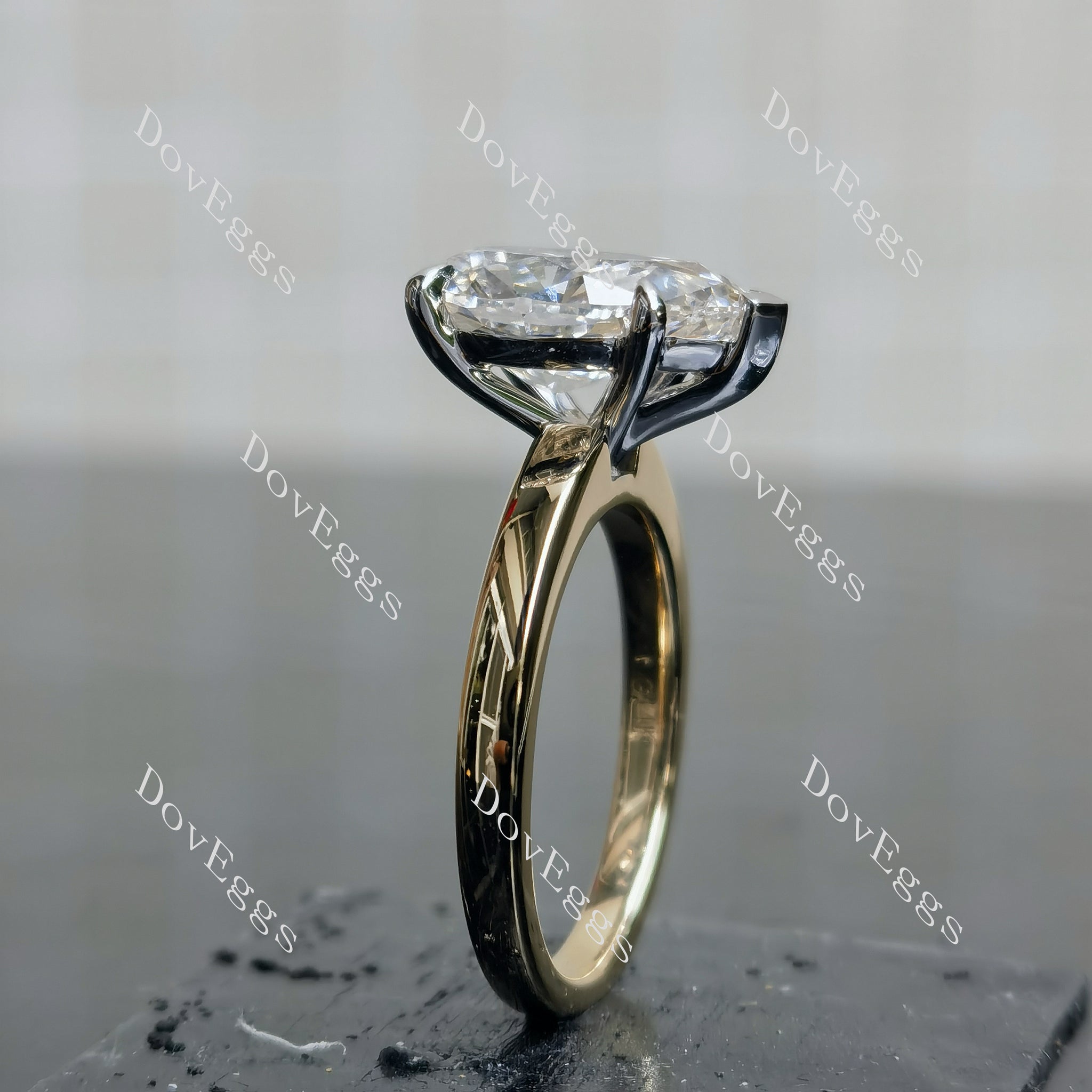 Doveggs Pear Pave Solitaire Lab Grown Diamond Engagement Ring