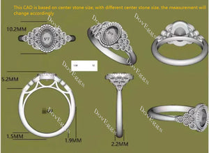 Atherine’s Joy oval side-stone engagement ring semi-mount only(Exclusively to DovEggs Stones)