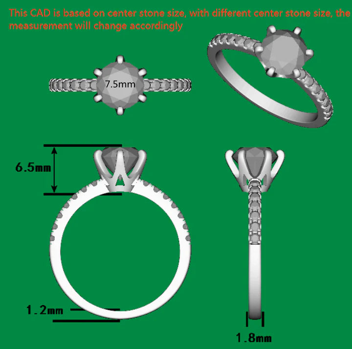 DovEggs half eternity pave engagement ring only semi-mount only(Exclusively to DovEggs Stones）