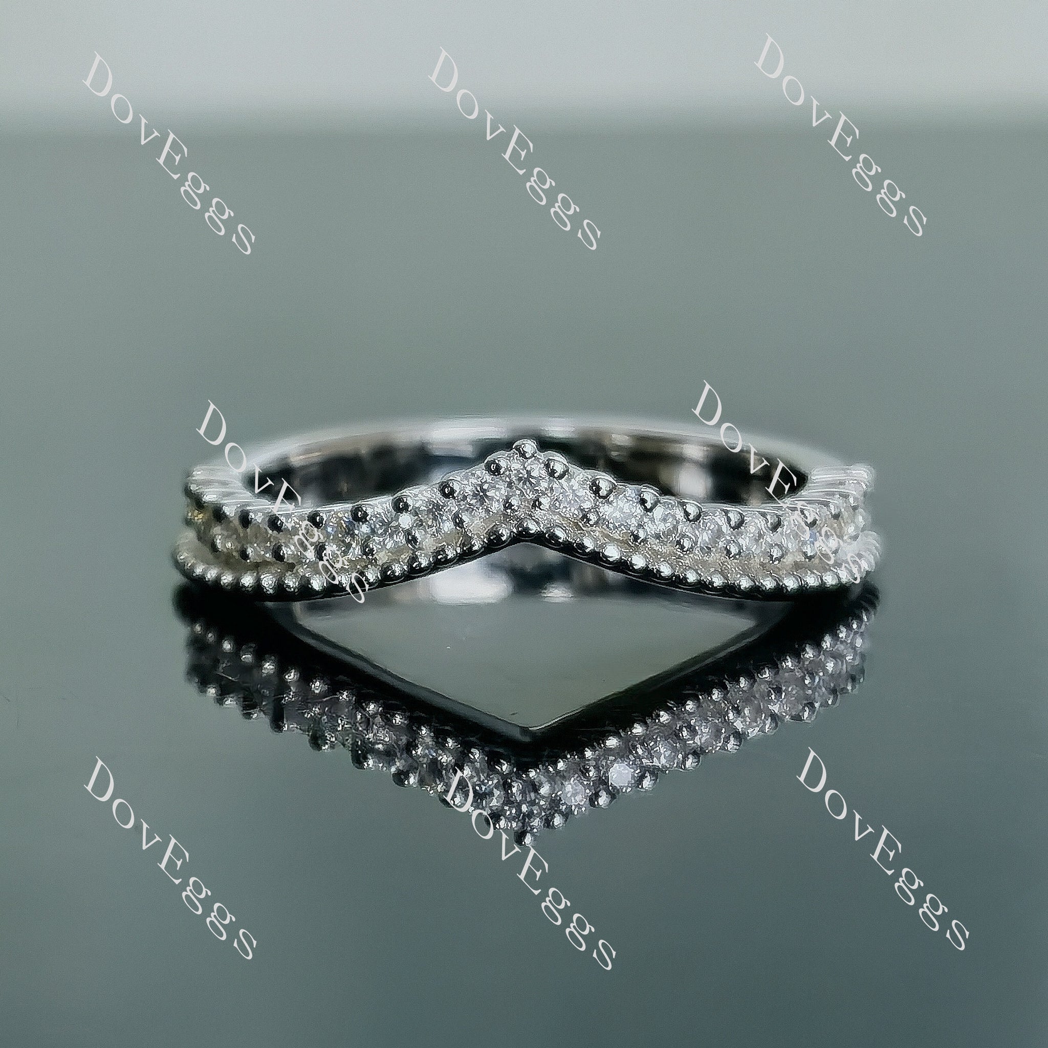 Doveggs Elongated Krupp cut Stardust Grey Moissanite bridal set (2 rings)