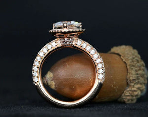 DovEggs halo paved engagement ring only semi-mount only(Exclusively to DovEggs Stones)