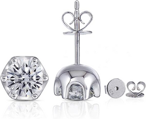 DovEggs 2ct round moissanite stud earrings for women