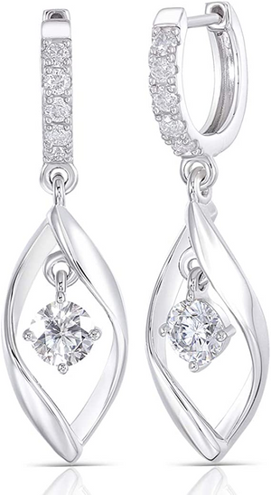 DovEggs 1ct round moissanite hoop earrings for women