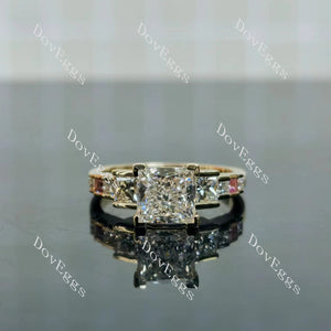 Doveggs Princess Bezel Side Stones Lab Grown Diamond Bridal Set (2 rings)