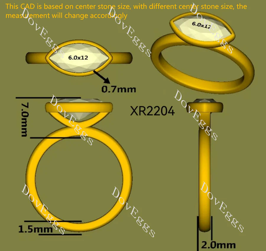 DovEggs East-West bezel engagement ring only semi-mount only(Exclusively to DovEggs Stones)