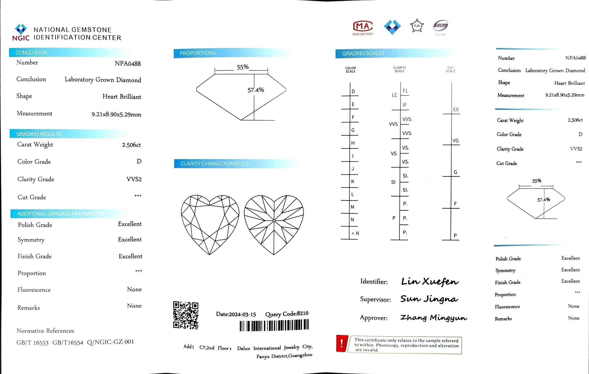 Doveggs 2.506ct heart D color VVS2 Clarity Excellent cut lab diamond stone(certified)