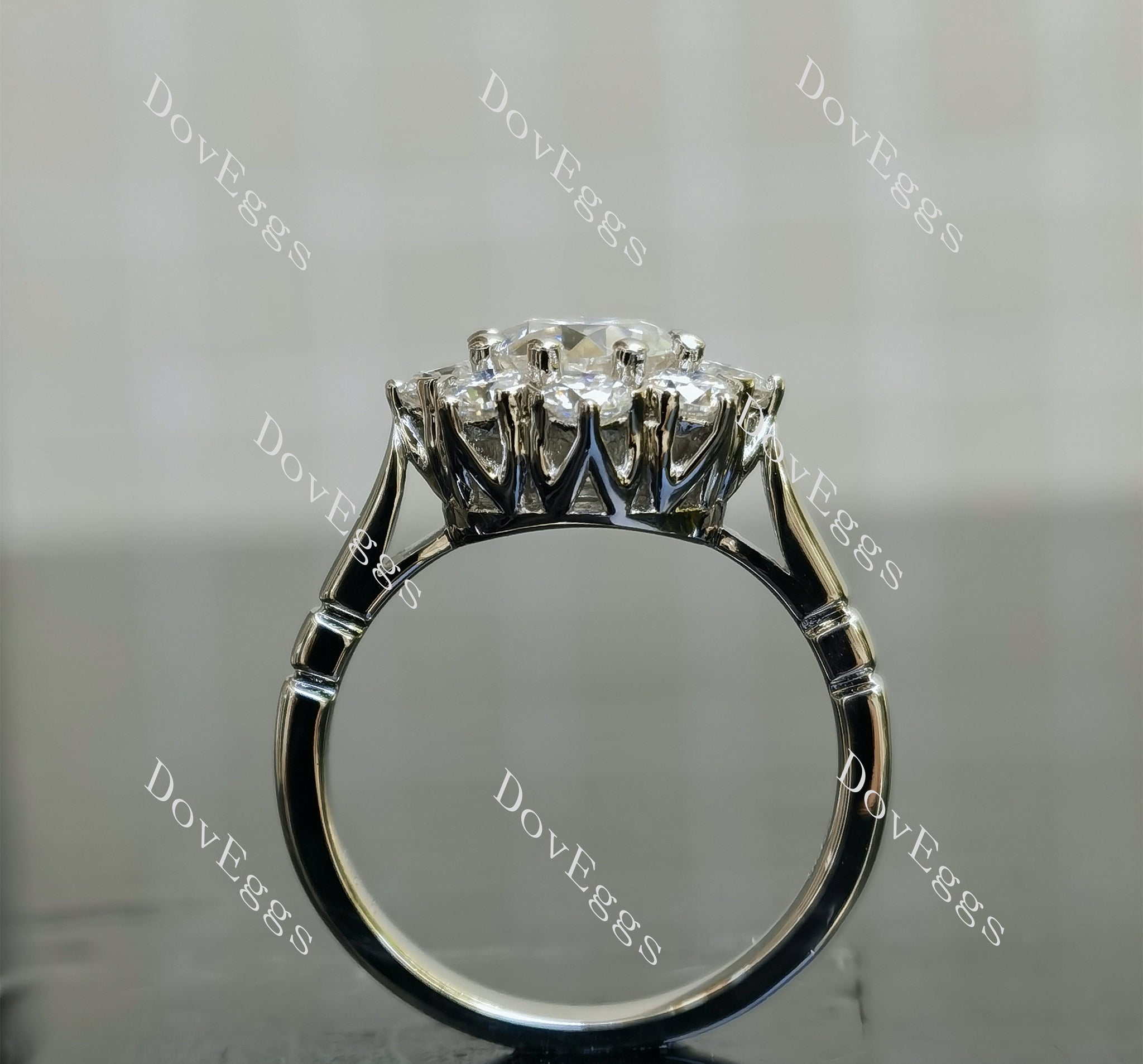 Doveggs round halo moissanite engagement ring