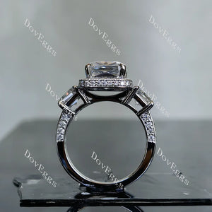 The Aunt Gabby three stone halo engagement ring only semi-mount only(Exclusively to DovEggs Stones)