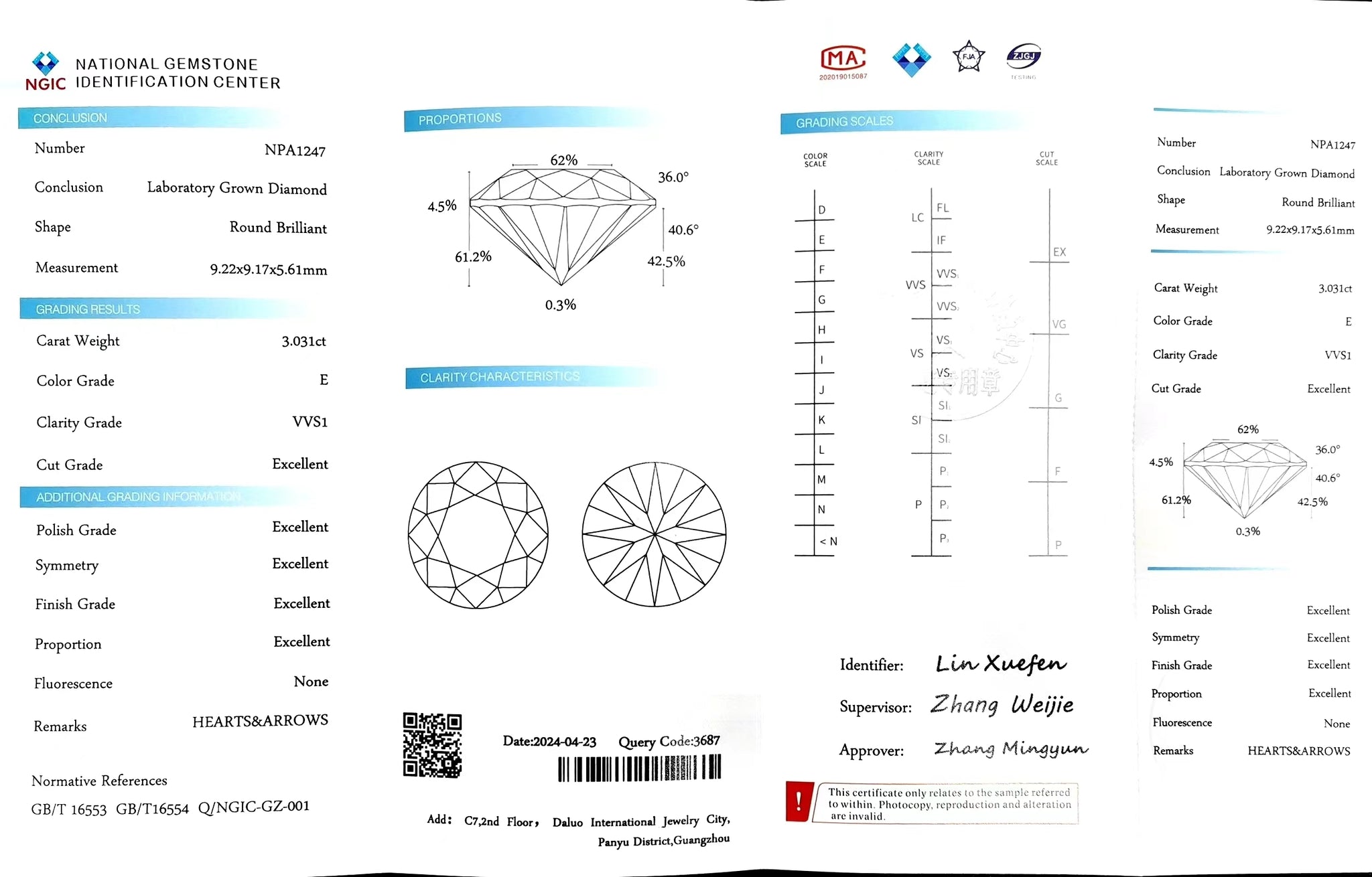 Doveggs 3.031ct Round E color VVS1 Clarity Excellent cut lab diamond stone(certified)