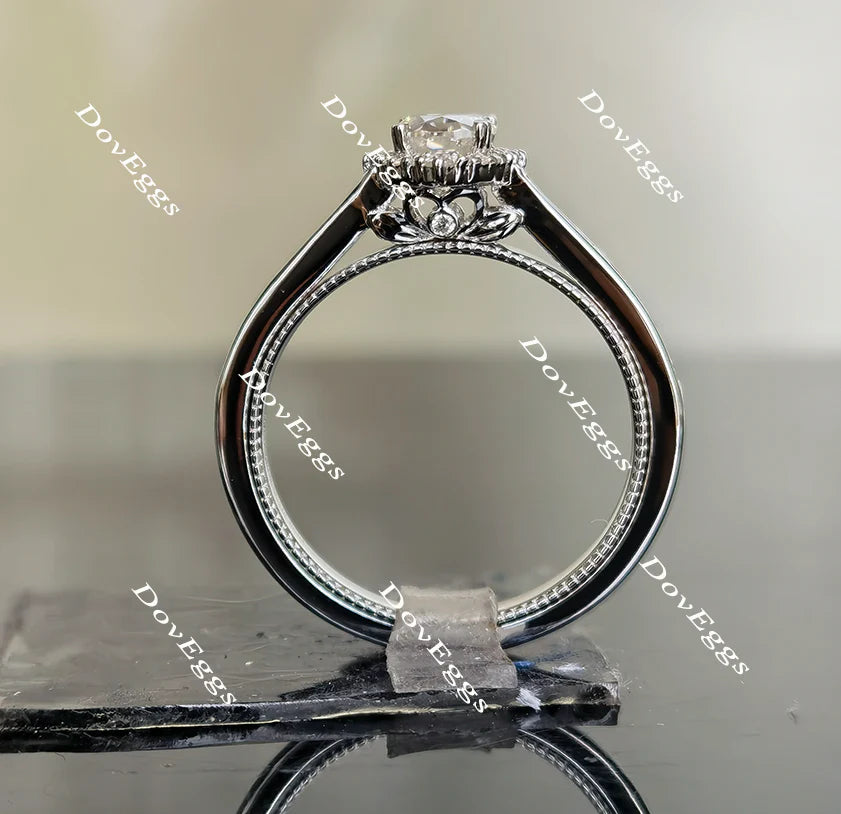 Doveggs halo pave engagement ring semi-mount only(Exclusively to DovEggs Stones)