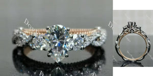 pear pave vintage moissanite engagement ring(engagement ring only)