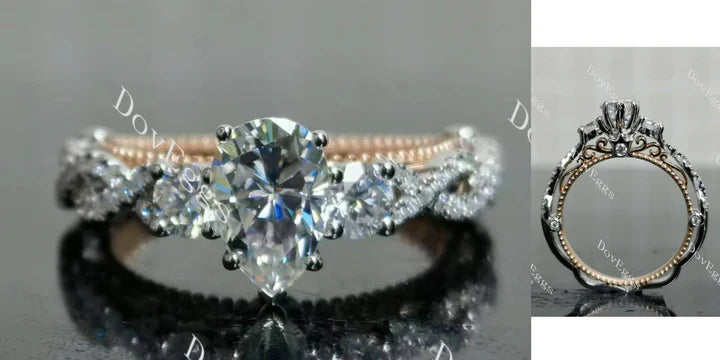 Doveggs pave vintage engagement ring semi-mount only(Exclusively to DovEggs Stones)