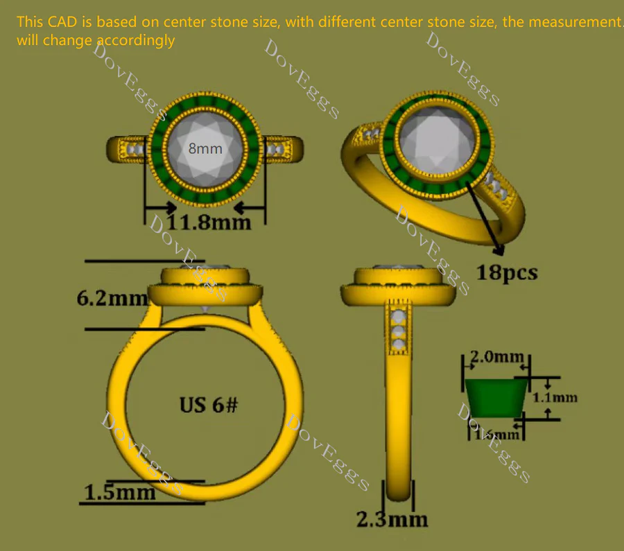 Doveggs halo bezel engagement ring semi-mount only(Exclusively to DovEggs Stones)