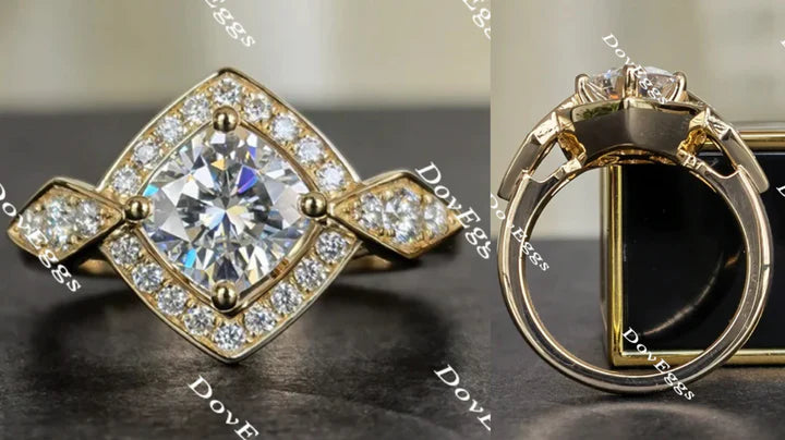 DovEggs art deco halo engagement ring only semi-mount only(Exclusively to DovEggs Stones)