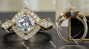 DovEggs art deco halo engagement ring only semi-mount only(Exclusively to DovEggs Stones)