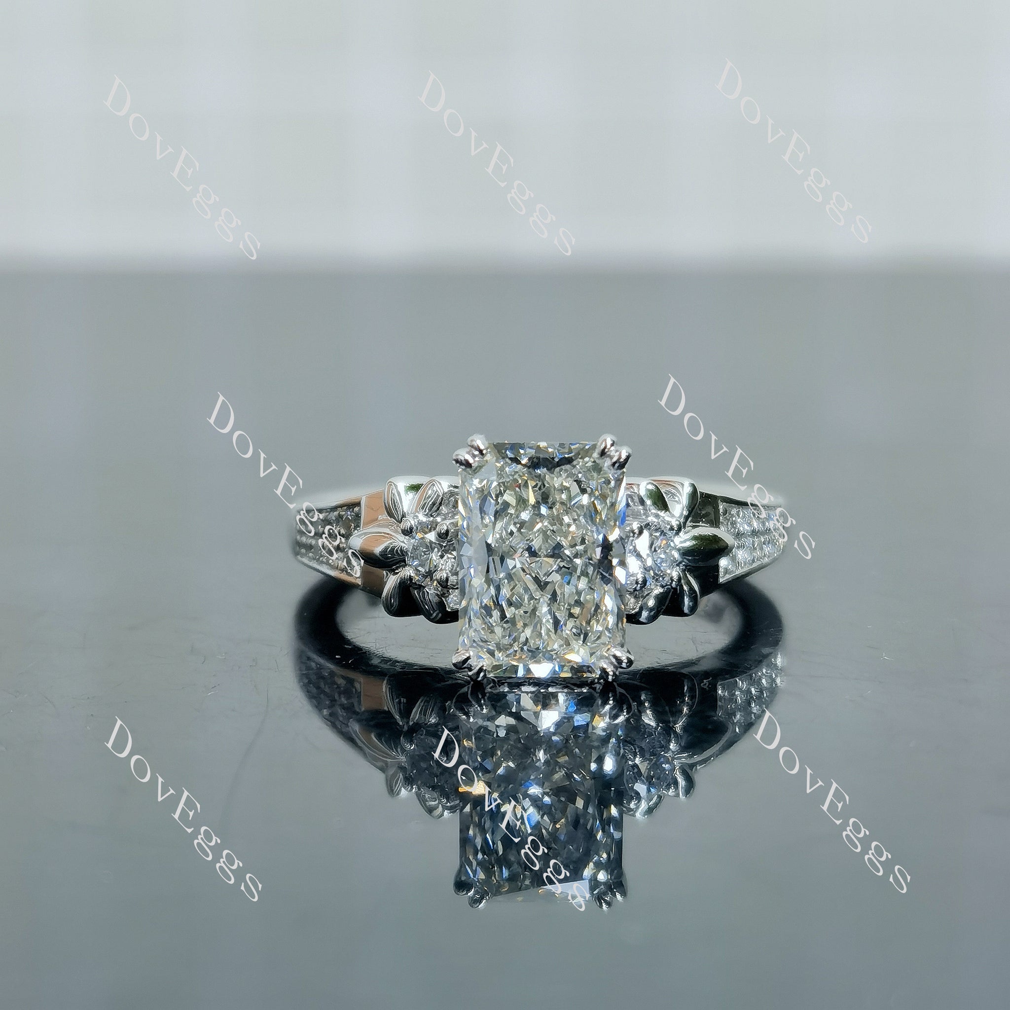 Doveggs Radiant Pave Art Deco Lab Grown Diamond Engagement Ring