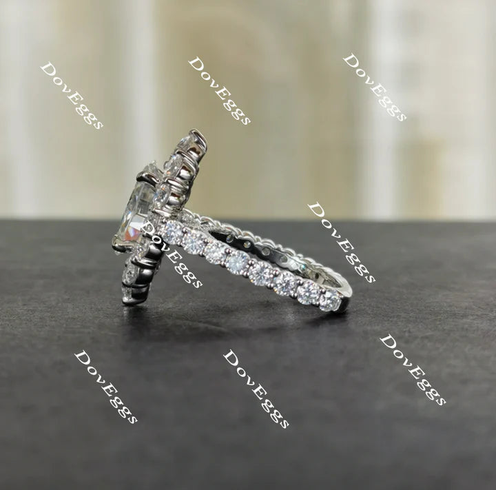 The Julie flower shape halo Pave engagement ring only semi-mount only(Exclusively to DovEggs Stones)