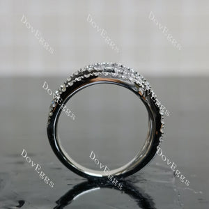 Doveggs round criss cross half eternity pave moissanite/ lab grown diamond wedding band-3.0mm band width