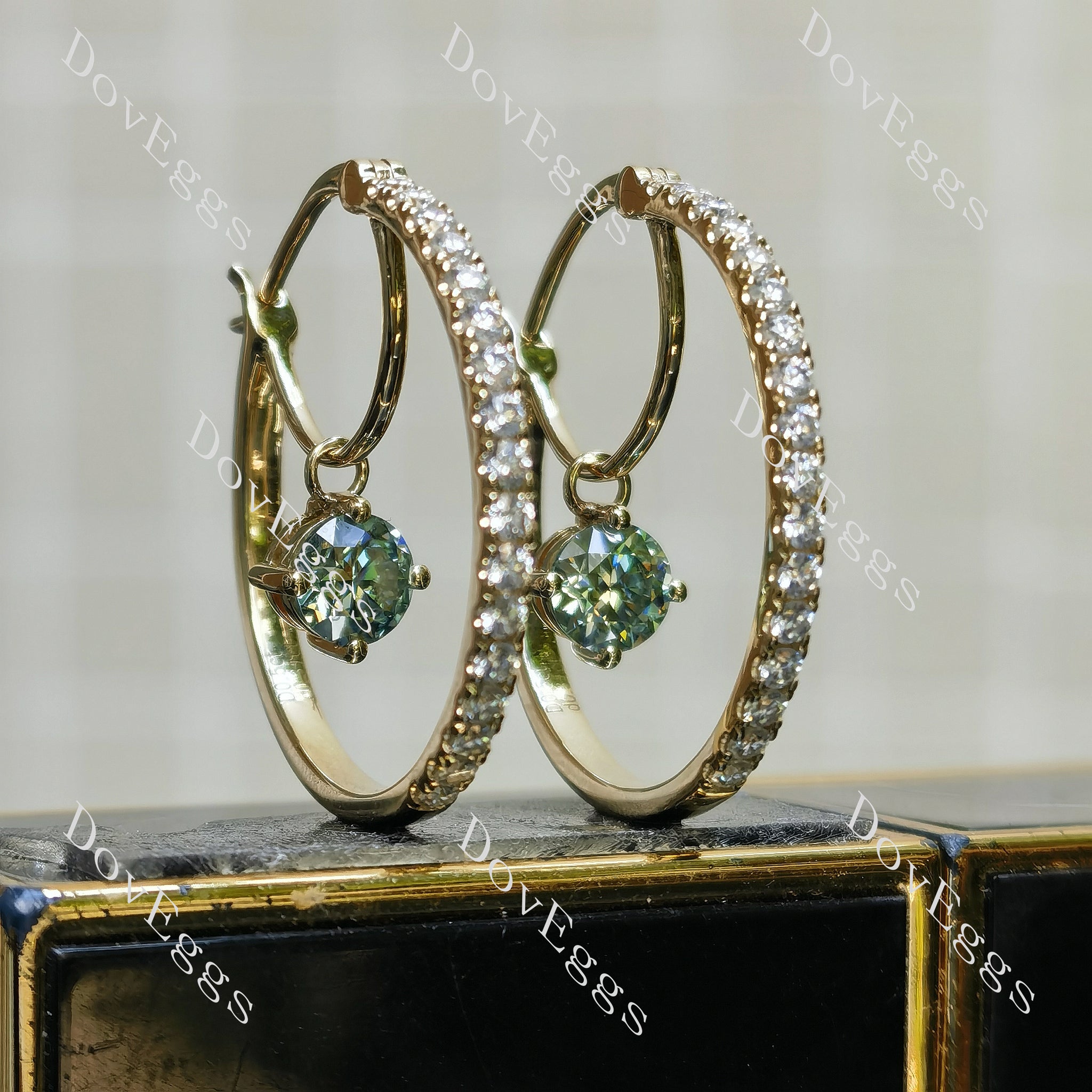 round colored moissanite hoop earrings