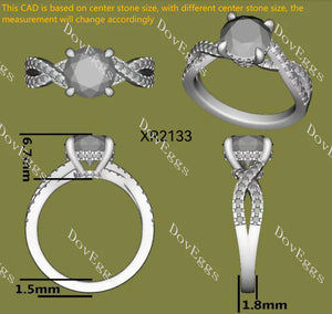 Doveggs pave cross band engagement ring semi-mount only(Exclusively to DovEggs Stones)